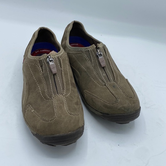 WOMEN'S DR SCHOLLS "NIKO" Tan SUEDE LEATHER SLIP ON GEL CUSHION - Picture 1 of 4